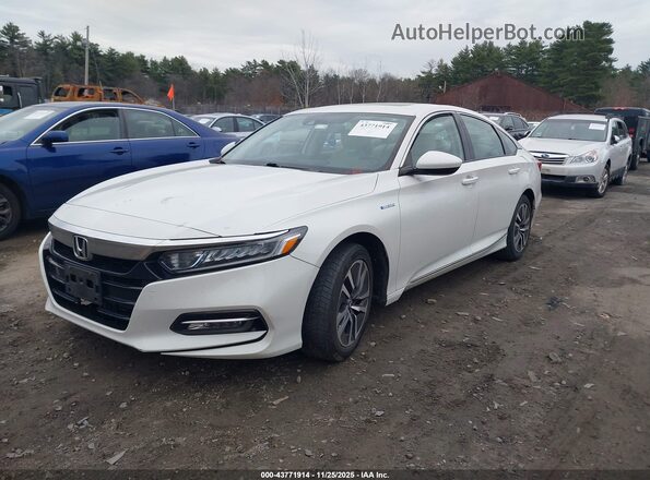 1HGCV3F49KA006503 2019 HONDA ACCORD HYBRID White წინა მარცხენა ხედი სამი მეოთხედიდან