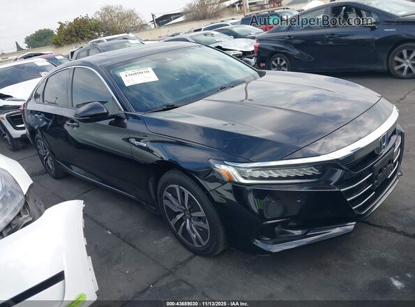 1HGCV3F51MA015143 2021 HONDA ACCORD HYBRID Черный Передняя правая четверть