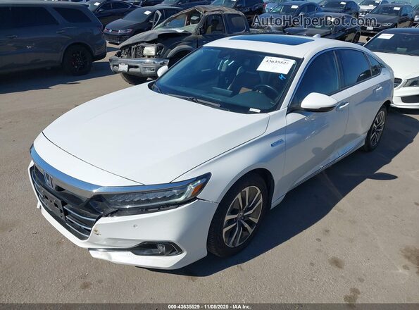 1HGCV3F52NA028341 2022 HONDA ACCORD HYBRID White Передня ліва чверть