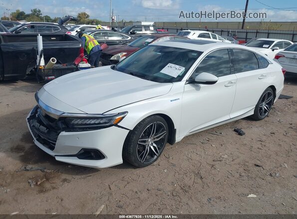 1HGCV3F9XNA029675 2022 HONDA ACCORD HYBRID Белый Передняя левая четверть