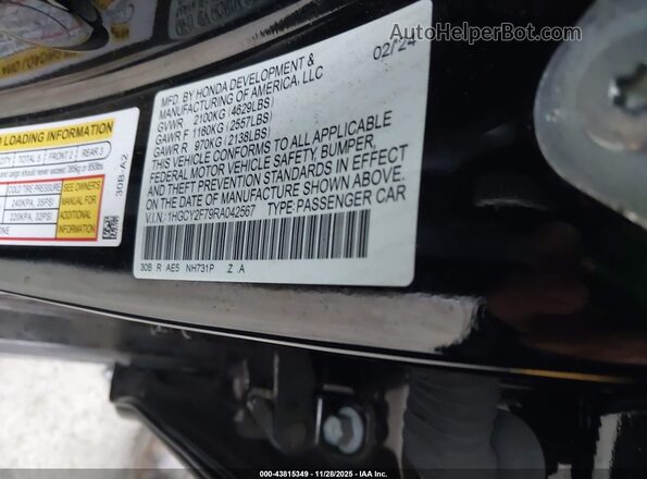 1HGCY2F79RA042567 2024 HONDA ACCORD HYBRID Черный Вид подкапотного пространства