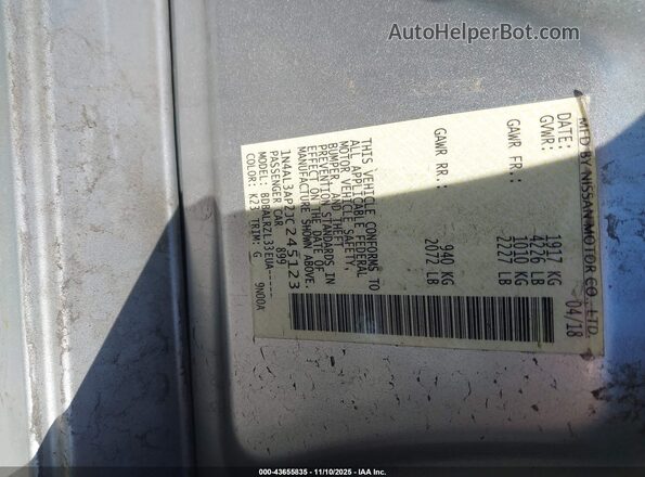 1N4AL3AP2JC245123 2018 NISSAN ALTIMA Silver Vista del compartimento del motor