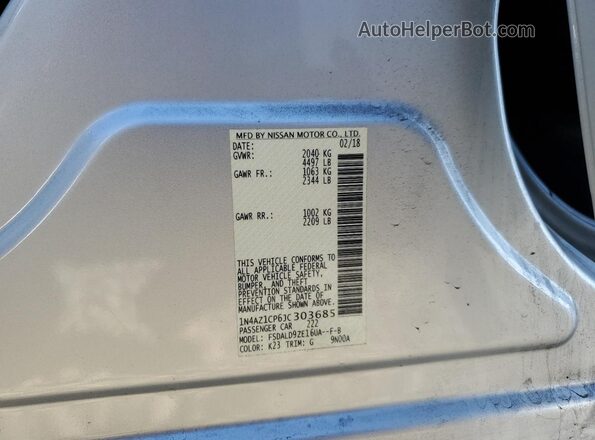 1N4AZ1CP6JC303685 2018 NISSAN LEAF Серебряный Вид подкапотного пространства