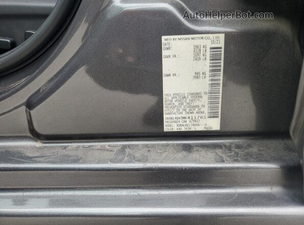 1N4BL4DV3MN411761 2021 NISSAN ALTIMA Silver Vista de la etiqueta del VIN