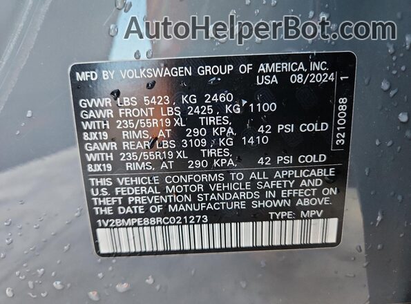 1V2BMPE88RC021273 2024 VOLKSWAGEN ID.4 Gray Widok naklejki z numerem VIN