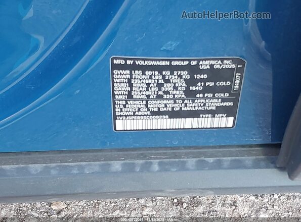 1V2JSPE89SC009236 2025 VOLKSWAGEN ID.4 Blue Widok komory silnika