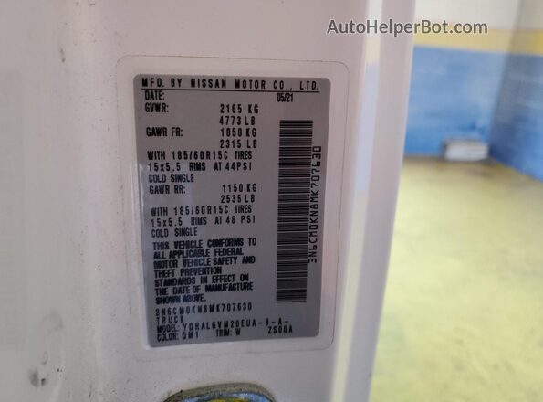 3N6CM0KN8MK707630 2021 NISSAN NV Белый Вид наклейки с VIN-кодом