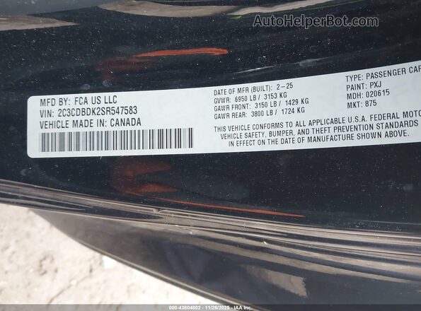 2C3CDBDK2SR547583 2025 DODGE CHARGER Черный Вид подкапотного пространства