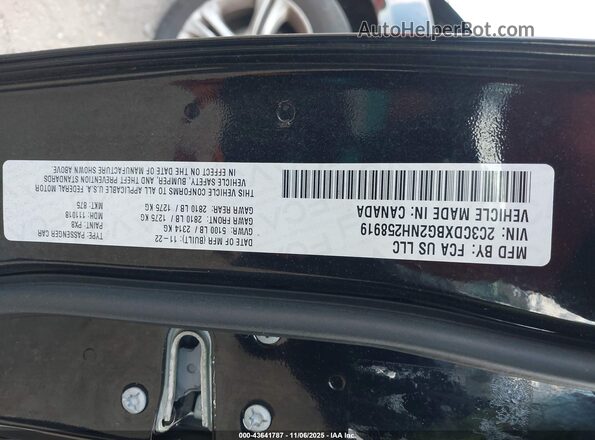 2C3CDXBG2NH258919 2022 DODGE CHARGER Черный Вид подкапотного пространства