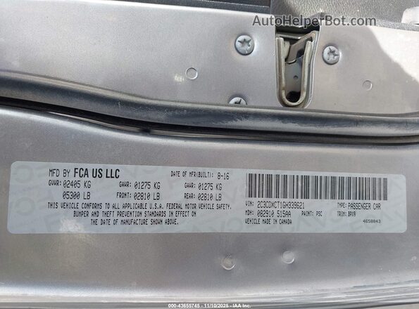 2C3CDXCT1GH339621 2016 DODGE CHARGER Серебряный Вид подкапотного пространства