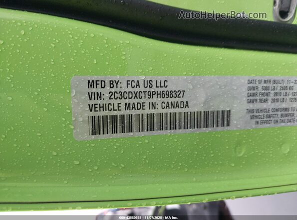 2C3CDXCT9PH698327 2023 DODGE CHARGER Зеленый Вид подкапотного пространства