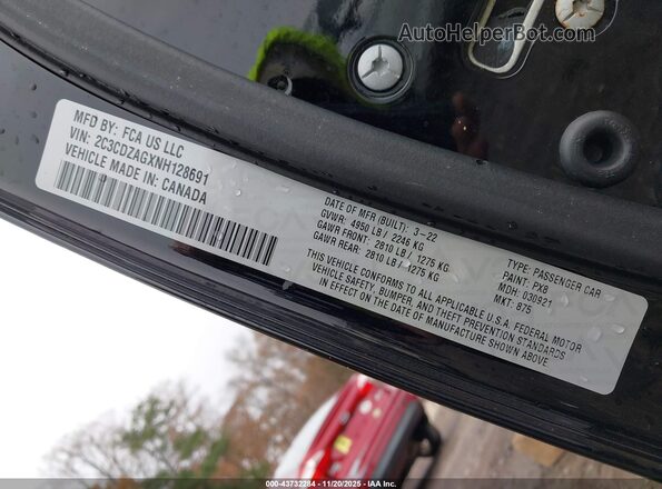 2C3CDZAGXNH128691 2022 DODGE CHALLENGER Черный Вид подкапотного пространства