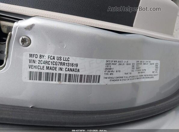 2C4RC1CG7RR131619 2024 CHRYSLER VOYAGER Серебряный Вид подкапотного пространства