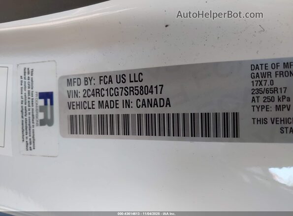 2C4RC1CG7SR580417 2025 CHRYSLER VOYAGER Белый Вид подкапотного пространства