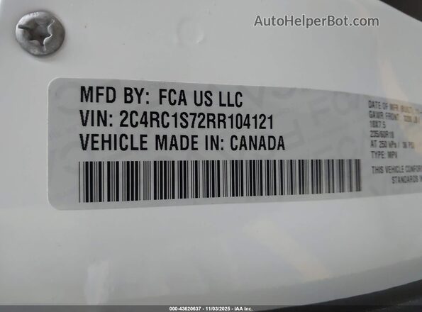 2C4RC1S72RR104121 2024 CHRYSLER PACIFICA Белый Вид подкапотного пространства