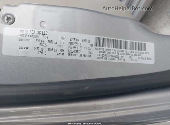 2C4RDGCG5GR400228 2016 DODGE GRAND CARAVAN Серебряный Вид подкапотного пространства
