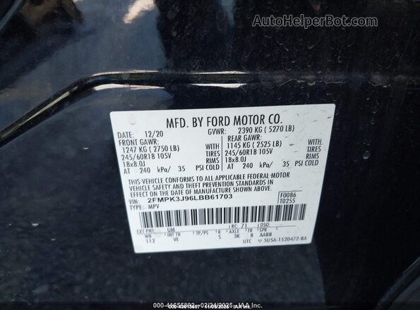 2FMPK3J96LBB61703 2020 FORD EDGE Белый Вид подкапотного пространства