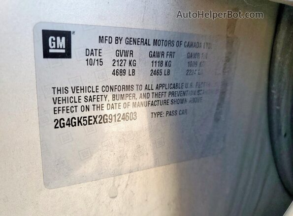 2G4GK5EX2G9124603 2016 BUICK REGAL Silver Vista del compartimento del motor