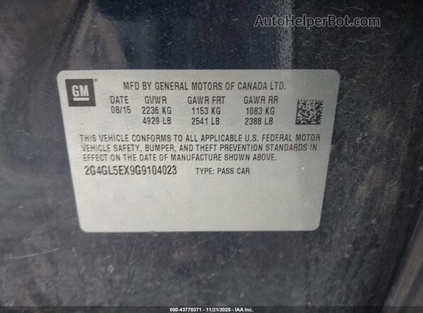 2G4GL5EX9G9104023 2016 BUICK REGAL Dark Blue Вид підкапотного простору