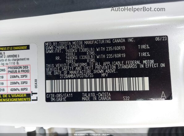 2T2BAMBA1PC016755 2023 LEXUS RX 350 White Widok komory silnika