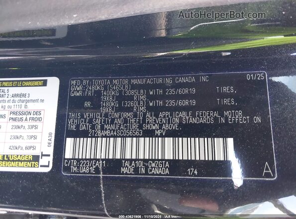 2T2BAMBA4SC056563 2025 LEXUS RX 350 Black Vista del compartimento del motor