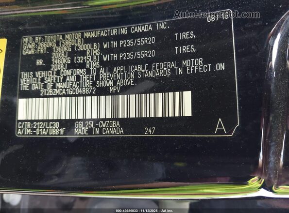 2T2BZMCA1GC048872 2016 LEXUS RX 350 Черный Вид подкапотного пространства