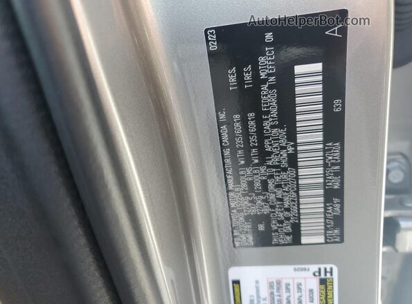 2T2GGCEZ6PC027007 2023 LEXUS NX Gold Vista de la etiqueta del VIN