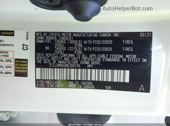 2T2JZMDA5MC288139 2021 LEXUS RX 350 Белый Вид подкапотного пространства