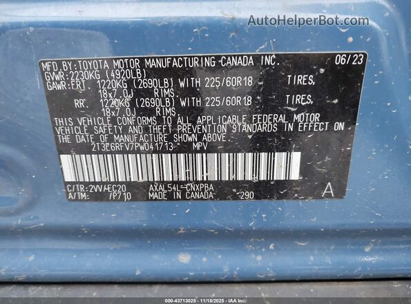 2T3E6RFV7PW041713 2023 TOYOTA RAV4 HYBRID Blue ძრავის განყოფილების ხედი