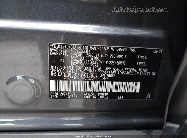 2T3E6RFVXRW075261 2024 TOYOTA RAV4 HYBRID Gray Widok komory silnika