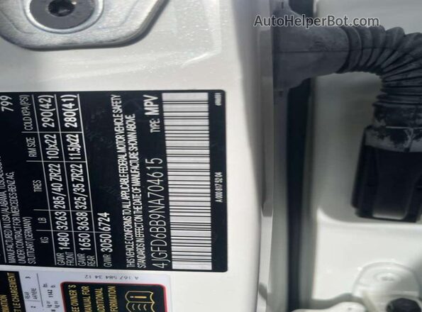 4JGFD6BB9NA704615 2022 MERCEDES-BENZ GLE Белый Вид задней части салона