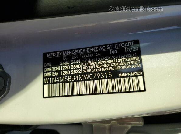 W1N4M5BB4MW079315 2021 MERCEDES-BENZ GLB-CLASS Белый Панорамный вид салона 360°
