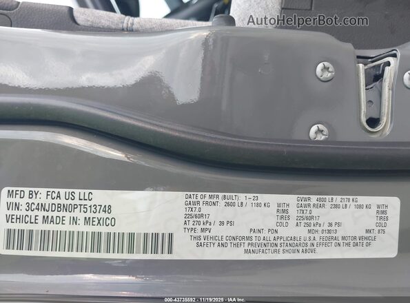 3C4NJDBN0PT513748 2023 JEEP COMPASS Gray Widok komory silnika