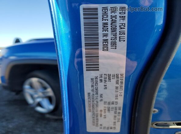 3C4NJDBN7PT518977 2023 JEEP COMPASS Blue Vista de la etiqueta del VIN