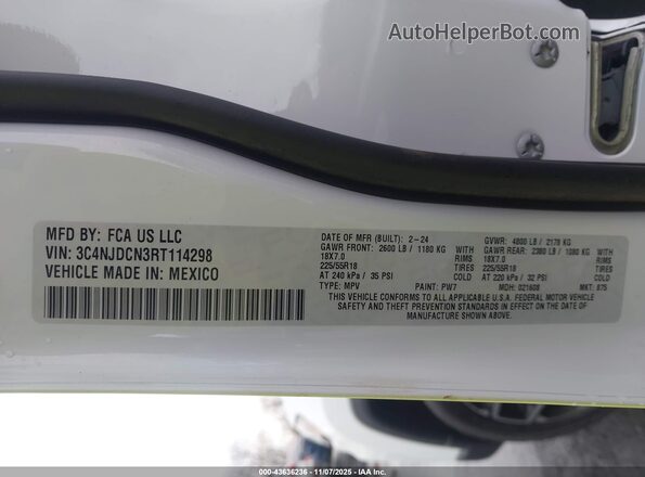 3C4NJDCN3RT114298 2024 JEEP COMPASS Белый Вид подкапотного пространства