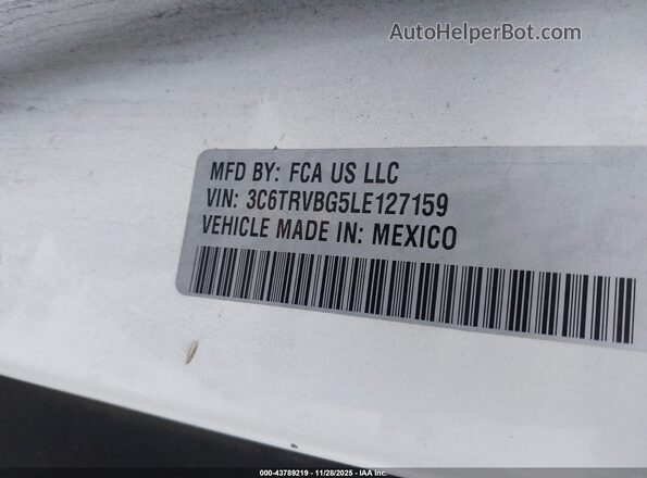 3C6TRVBG5LE127159 2020 RAM PROMASTER 1500 White Vista del compartimento del motor