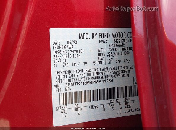 3FMTK1RM4PMA41284 2023 FORD MUSTANG MACH-E Красный Вид подкапотного пространства