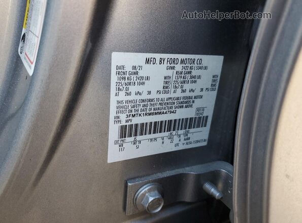 3FMTK1RM8MMA47942 2021 FORD MUSTANG Gray VIN sticker view