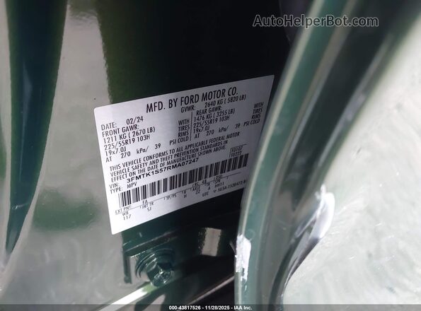 3FMTK1S57RMA07247 2024 FORD MUSTANG MACH-E Green Вид підкапотного простору