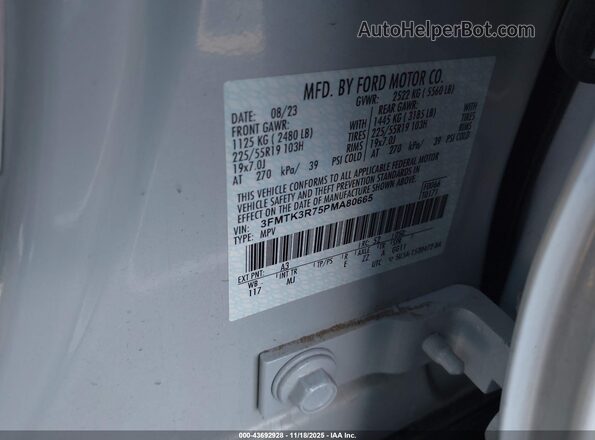 3FMTK3R75PMA80665 2023 FORD MUSTANG MACH-E PREMI White Vista del compartimento del motor
