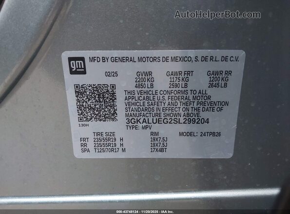 3GKALUEG2SL299204 2025 GMC TERRAIN Gray Widok komory silnika