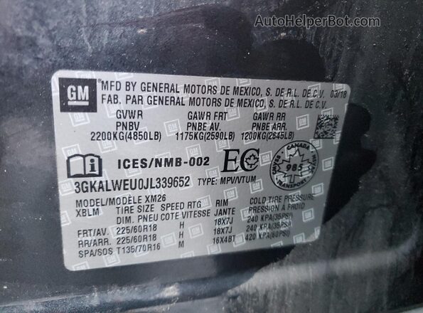 3GKALWEU0JL339652 2018 GMC TERRAIN Серый Вид подкапотного пространства
