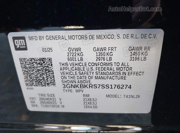 3GNKBKRS7SS176274 2025 CHEVROLET BLAZER Black Вид підкапотного простору