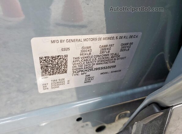 3GPKHZRJ9SS510259 2025 HONDA PROLOGUE Gray Вид задньої частини салону