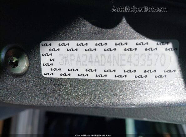 3KPA24AD4NE433570 2022 KIA RIO Серый Вид подкапотного пространства