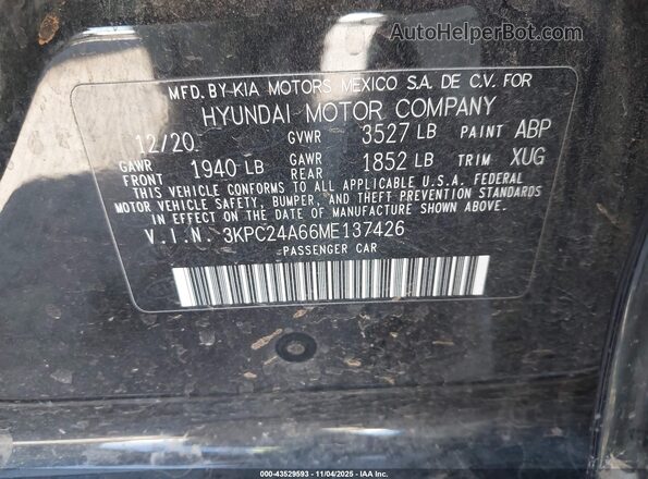 3KPC24A66ME137426 2021 HYUNDAI ACCENT Черный Вид подкапотного пространства