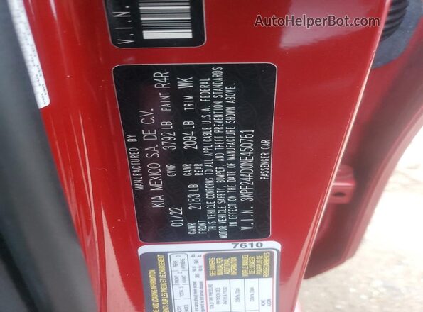 3KPF24AD0NE450761 2022 KIA FORTE Красный Вид подкапотного пространства