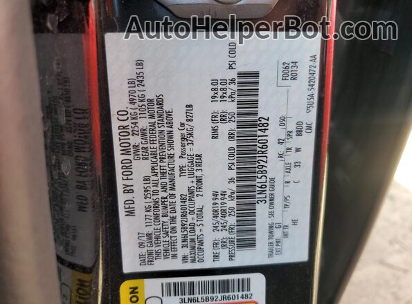 3LN6L5B92JR601482 2018 LINCOLN MKZ Черный Вид подкапотного пространства