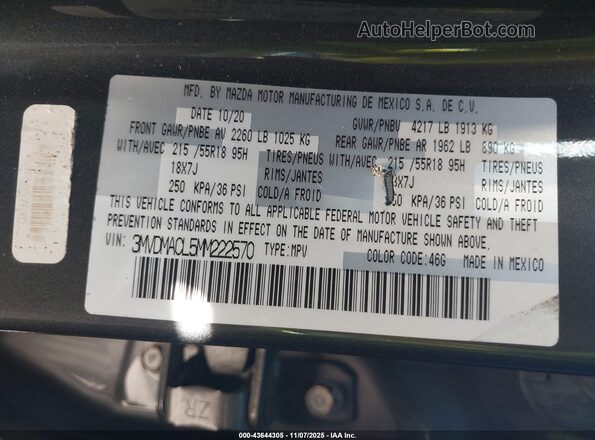 3MVDMACL5MM222570 2021 MAZDA CX-30 Gray Engine compartment view