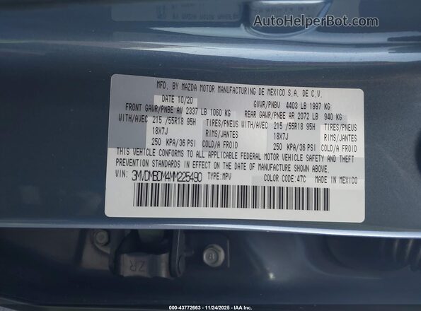 3MVDMBDM4MM225490 2021 MAZDA CX-30 Gray ძრავის განყოფილების ხედი